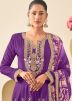 Purple Chiffon Readymade Embroidered Sharara Suit
