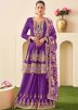 Purple Chiffon Readymade Embroidered Sharara Suit