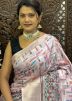 Light Pink Art Silk Saree In Digital Print