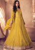 Yellow Embroidered Abaya Style Suit