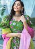 Readymade Green Floral Print Anarkali Suit