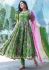 Readymade Green Floral Print Anarkali Suit