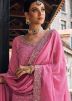 Pink Zari Embroidered Palazzo Suit In Georgette