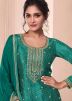 Green Embroidered Chiffon Pant Style Suit