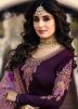 Purple Embroidered Salwar Kameez In Georgette