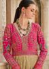Cream Printed Anarkali Salwar Suit Set In Silk