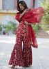 Red Zari Woven Salwar Suit Set