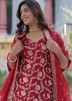 Red Zari Woven Salwar Suit Set