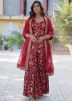 Red Zari Woven Salwar Suit Set