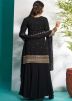 Readymade Black Embroidered Palazzo Suit Set