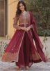 Maroon Readymade Embroidered Slit Style Suit