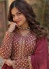 Maroon Readymade Embroidered Slit Style Suit