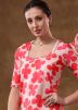 Orange Readymade Pant Suit Set In Floral Print