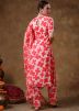 Orange Readymade Pant Suit Set In Floral Print