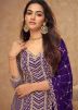 Purple Readymade Embroidered Sharara Suit Set