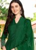 Green Readymade Embellished Slitted Pant Set