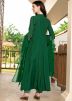 Green Readymade Embellished Slitted Pant Set