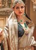 Beige Zari Woven Saree In Art Silk
