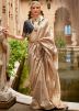 Beige Zari Woven Saree In Art Silk