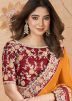 Orange Embrodere Georgette Saree
