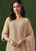 Cream Embroidered Pant Salwar Suit Set