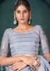 Blue Zari Woven Saree In Cotton