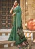 Green Digital Print Saree In Art Silk