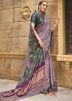 Purple Digital Print Saree In Art Silk
