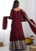 Readymade Maroon Embroidered Chiffon Sharara Suit