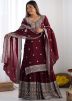 Readymade Maroon Embroidered Chiffon Sharara Suit