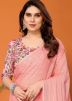 Peach Plain Saree In Art Silk