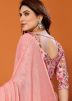 Peach Plain Saree In Art Silk