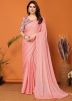 Peach Plain Saree In Art Silk