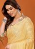 Yellow Plain Saree In Art Silk