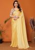 Yellow Plain Saree In Art Silk