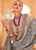 Grey Foil Printed Saree In Art Silk