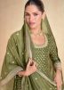 Readymade Green Zari Woven Anarkali Suit