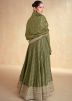 Readymade Green Zari Woven Anarkali Suit
