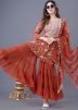 Readymade Orange Embroidered Sharara Suit