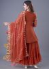 Readymade Orange Embroidered Sharara Suit