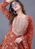 Readymade Orange Embroidered Sharara Suit