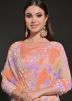Orange Sequins Embroidered Georgette Saree