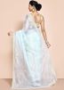 Blue Embroidered Saree In Organza