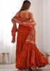 Readymade Orange Embellished Tiered Anarkali Suit