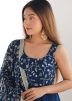 Readymade Blue Embellished Tiered Anarkali Suit