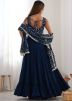 Readymade Blue Embellished Tiered Anarkali Suit