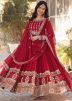 Readymade Maroon Embroidered Anarkali Suit