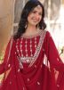 Readymade Maroon Embroidered Anarkali Suit
