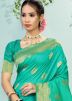 Turquoise Art Silk Saree In Zari Work
