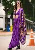 Purple Printed Saree With Blouse